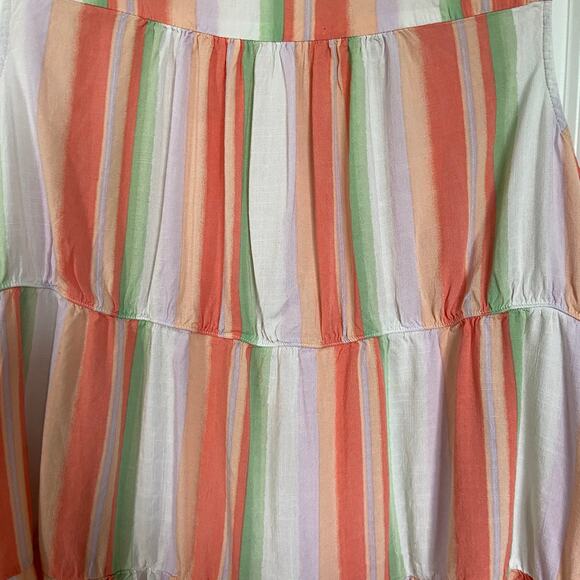 Torrid Women's Size 5 Multicolor Striped Rayon Slub Button-Front Tiered Tank - Picture 11 of 11